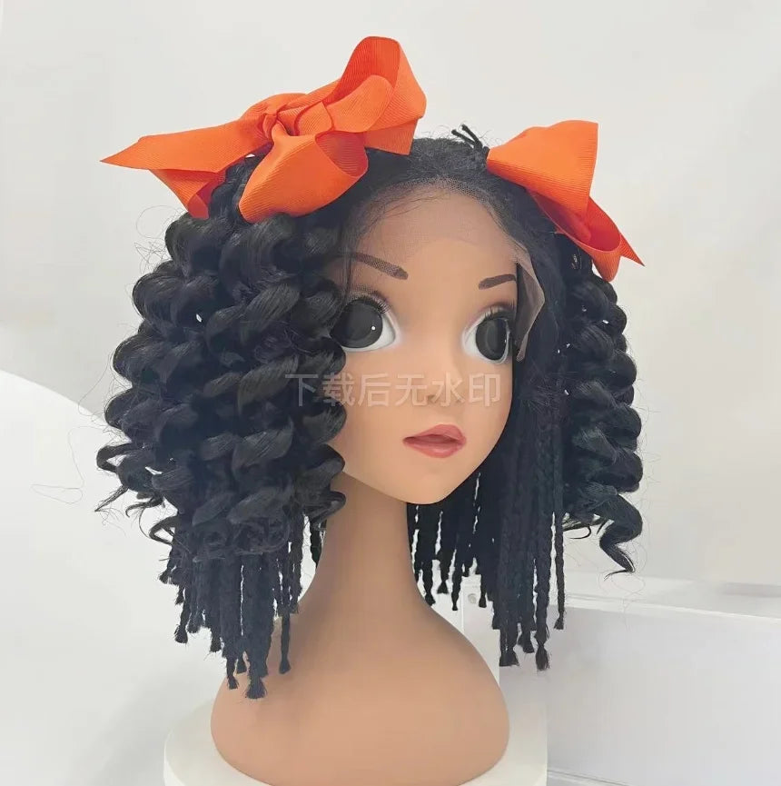 NEW 2pcs/Little Girls Ponytail Hair Extensions Kanekalon Human Hair Like Curly Wavy Private-lable Hair 10 Roots for Black Girls Peaceful Pleasures Health and Wellness orange