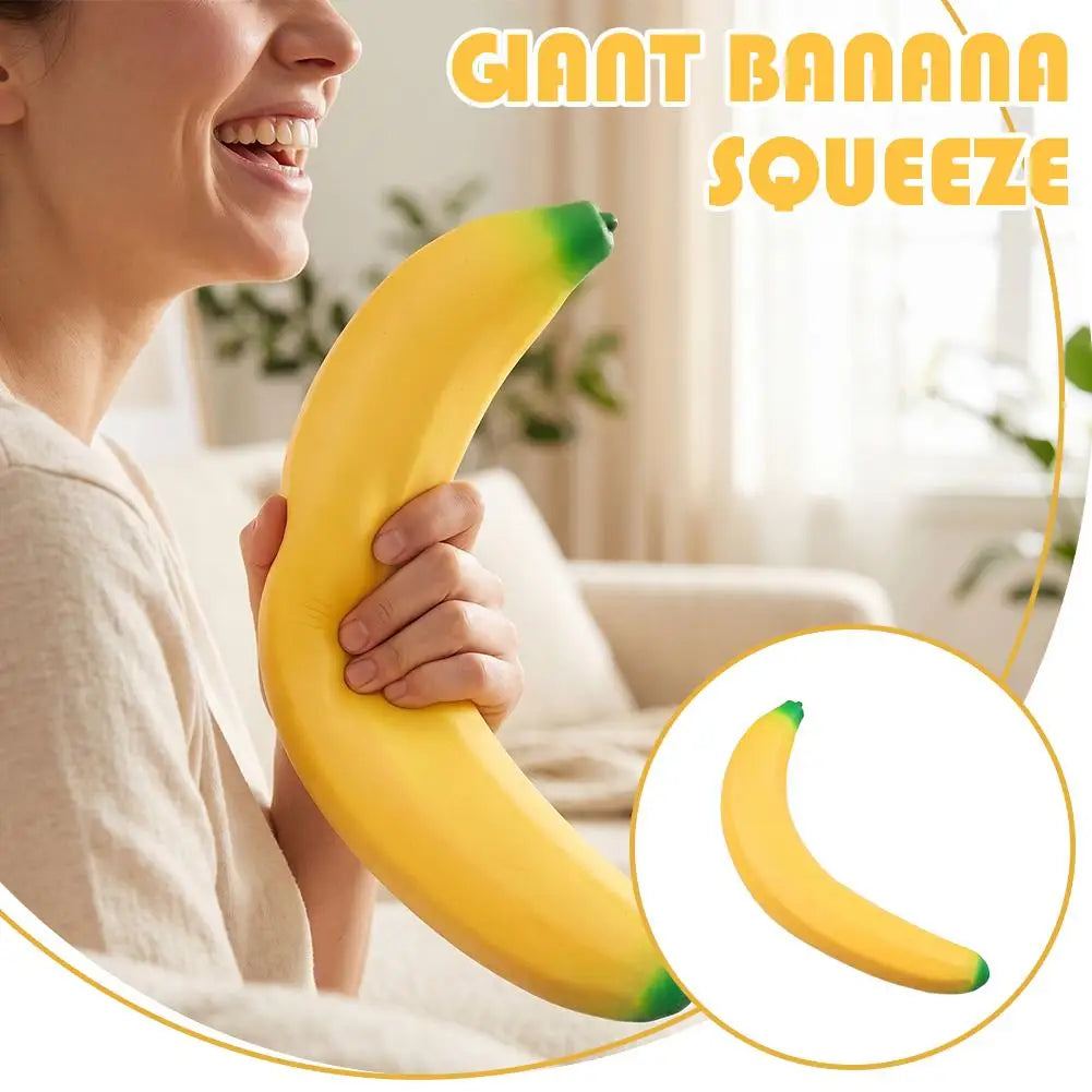 New Cute Giant Slow Rising Banana Squishy Stress Relief Fidget Toy Stretchy Soft Decompression Realistic Food Novelty Toys Peaceful Pleasures Health and Wellness