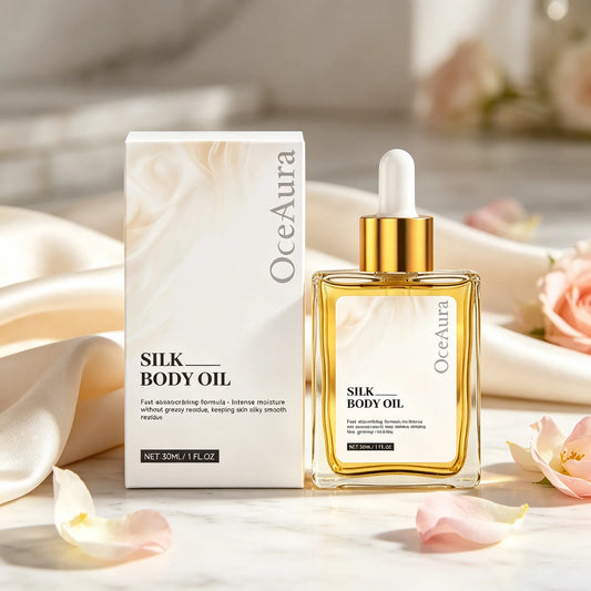 OceAura Silk Body Oil – Hydrating Dry Oil for Smooth Skin Body Moisturizing Oil Peaceful Pleasures Health and Wellness