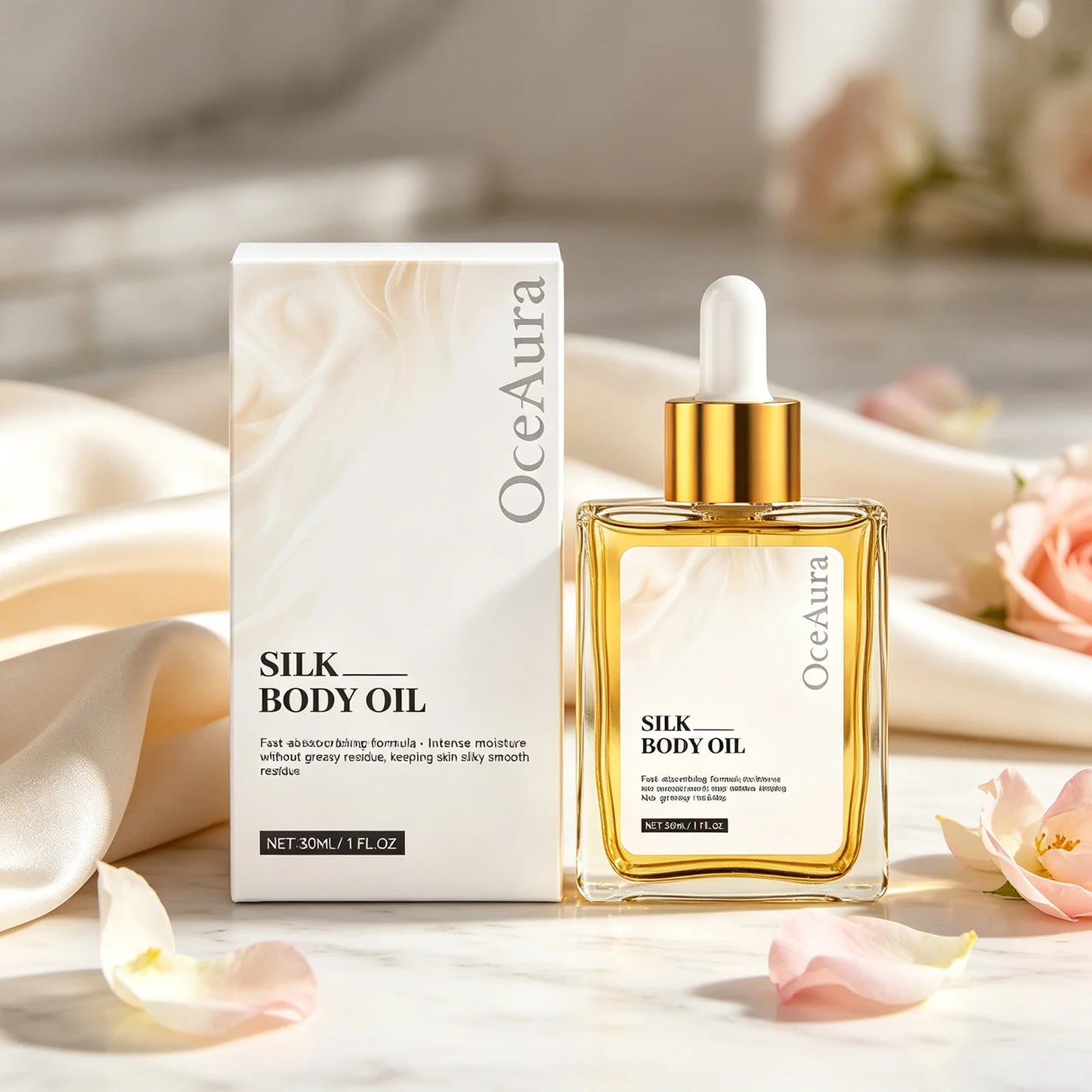 HOEGOA Silk Body Oil – Firming Anti-Aging Dry Oil for Crepey Skin
