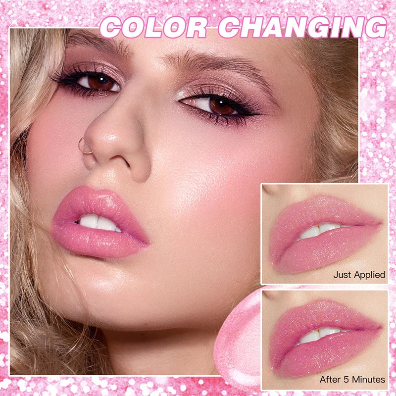 Shiny Jelly Temperature Color Changing Lipstick, Hydrating Moisturizing Fade Lip Lines, Anti-drying And Non-stick Cup Color Chan Peaceful Pleasures Health and Wellness