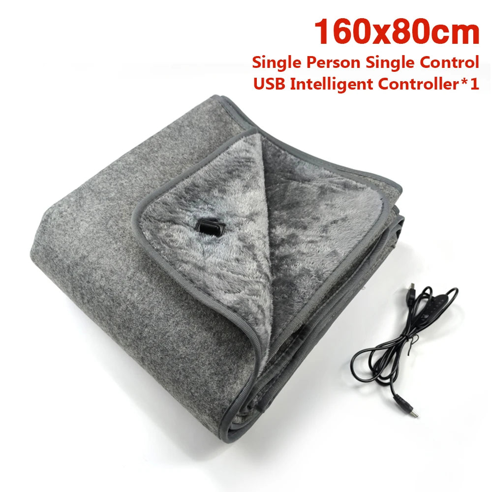 USB Electric Blanket 5v Single Double Thick Long Velvet Five-speed Temperature Adjustment Five-speed Timing Overheat Protection Peaceful Pleasures Health and Wellness Individual