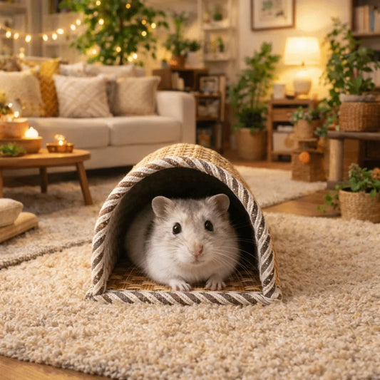 Bamboo Hamster Cave Nest | Cool Breathable Summer Pet Shelter Pet Cave Nest Oasis Select