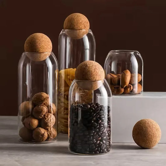 Glass Sealed Jar Kitchen Miscellaneous Grain Storage Jar Coffee Bean Transparent Glass Product Storage Jar Peaceful Pleasures Health and Wellness