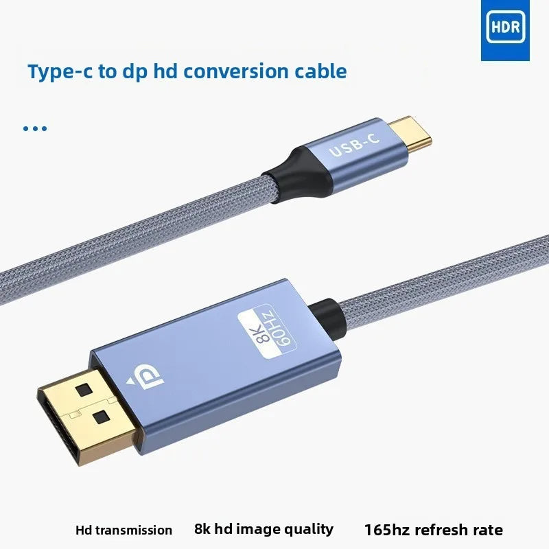 1.8M USB C To DisplayPort 1.4 Cable 32.4Gbps 8K@60Hz 4K@144Hz Type C To DP1.4 Adapter Thunderbolt 4/3 Compatible for MacBook Peaceful Pleasures Health and Wellness