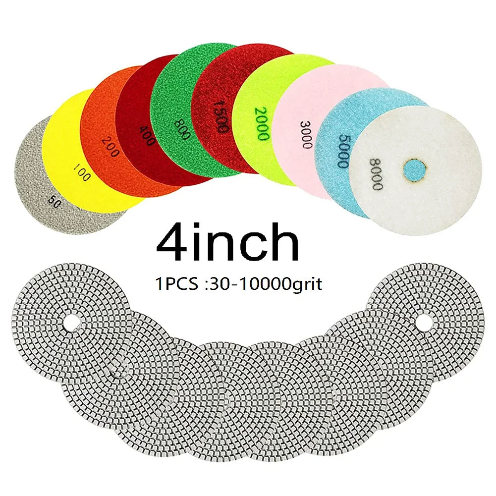 4 Diamond Polishing Pad Wet Dry Pads Flexible Grinding Discs Granite