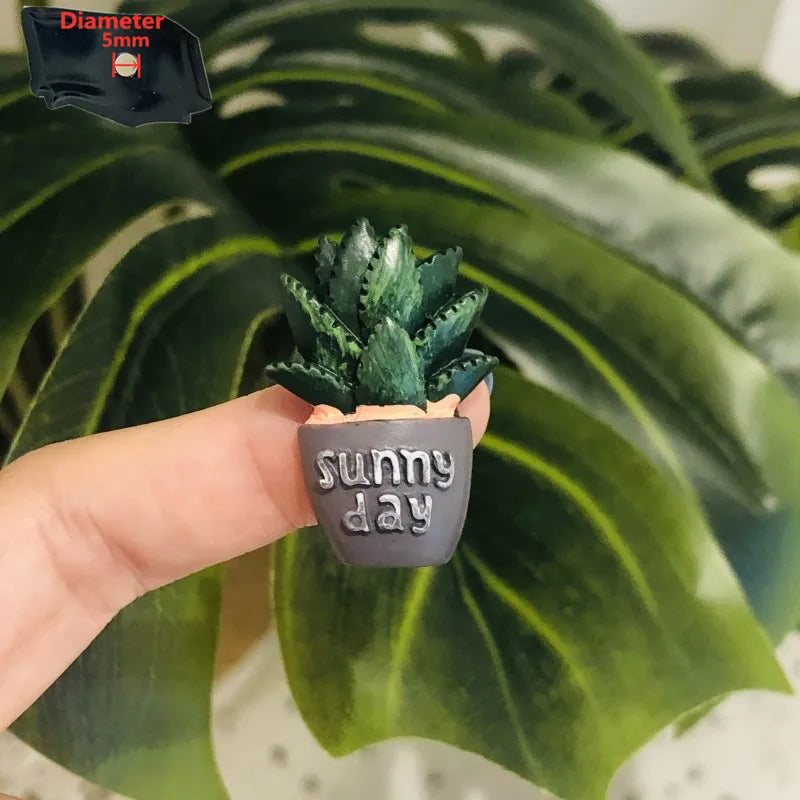 1PCS Resin Sunny Day Cute Mini Plant Succulent Potted Plant Fridge Magnetic Decoration Refrigerator Magnets Sticker Gift Peaceful Pleasures Health and Wellness 1