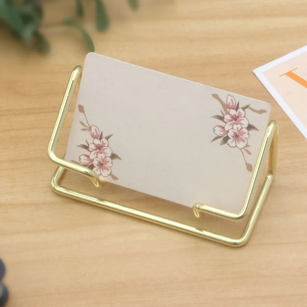 Metal Business Card Holder Minimalist Multifunctional Name Card Stand Rustproof Space-saving Card Organizer Hotel Reception Peaceful Pleasures Health and Wellness