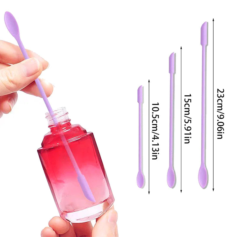 3Pcs Silicone Spatula Set Double-Headed Scraper Cosmetic Jam Cream Deep Bottle Mini Spatula Lengthened Small Tip Spa Makeup Tool Peaceful Pleasures Health and Wellness