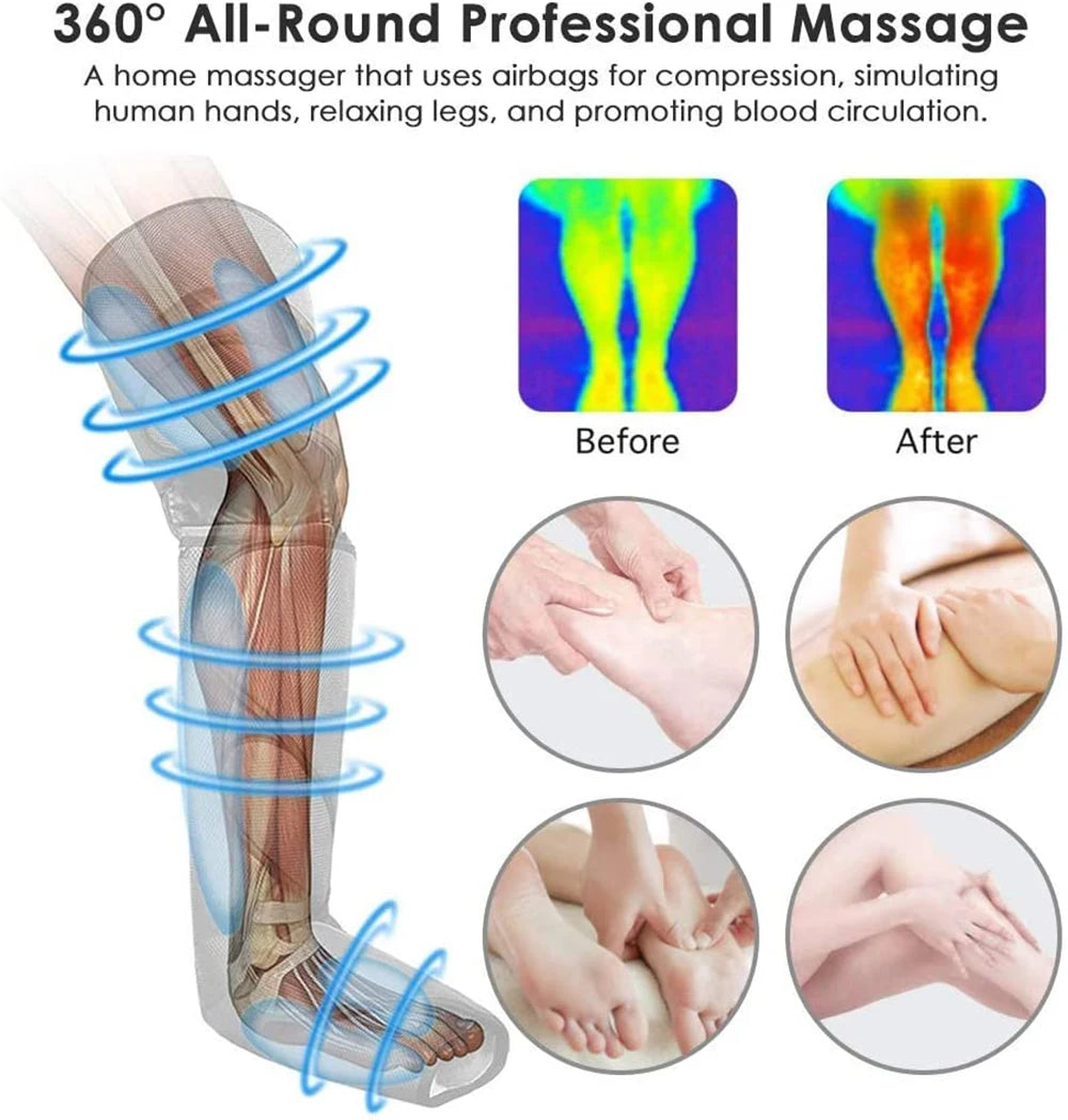 Air Compression Leg Massager | 6 Modes, Heat & Recovery Boot