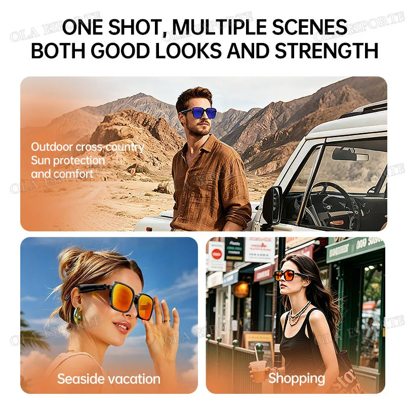 Bluetooth Smart Glasses – Open-Ear Audio, UV Sunglasses IPX5