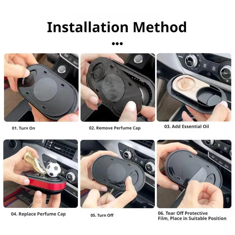 Solar Automatic Rotating Football Golden Boot Aromatherapy Diffuser Car Aromatherapy Brand Shoes Decoration Car Air Freshener Peaceful Pleasures Health and Wellness