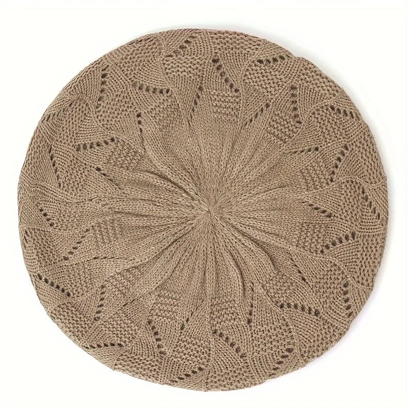 Women's Knit Beret Hat – French Artist Beanie, All Seasons