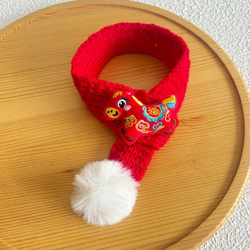 1pc Horse Year Pet Scarf New Year Cat Scarf Red Lucky Dog Scarf Dress Up Accessories Pet Supplies Peaceful Pleasures Health and Wellness Red fu Pony M