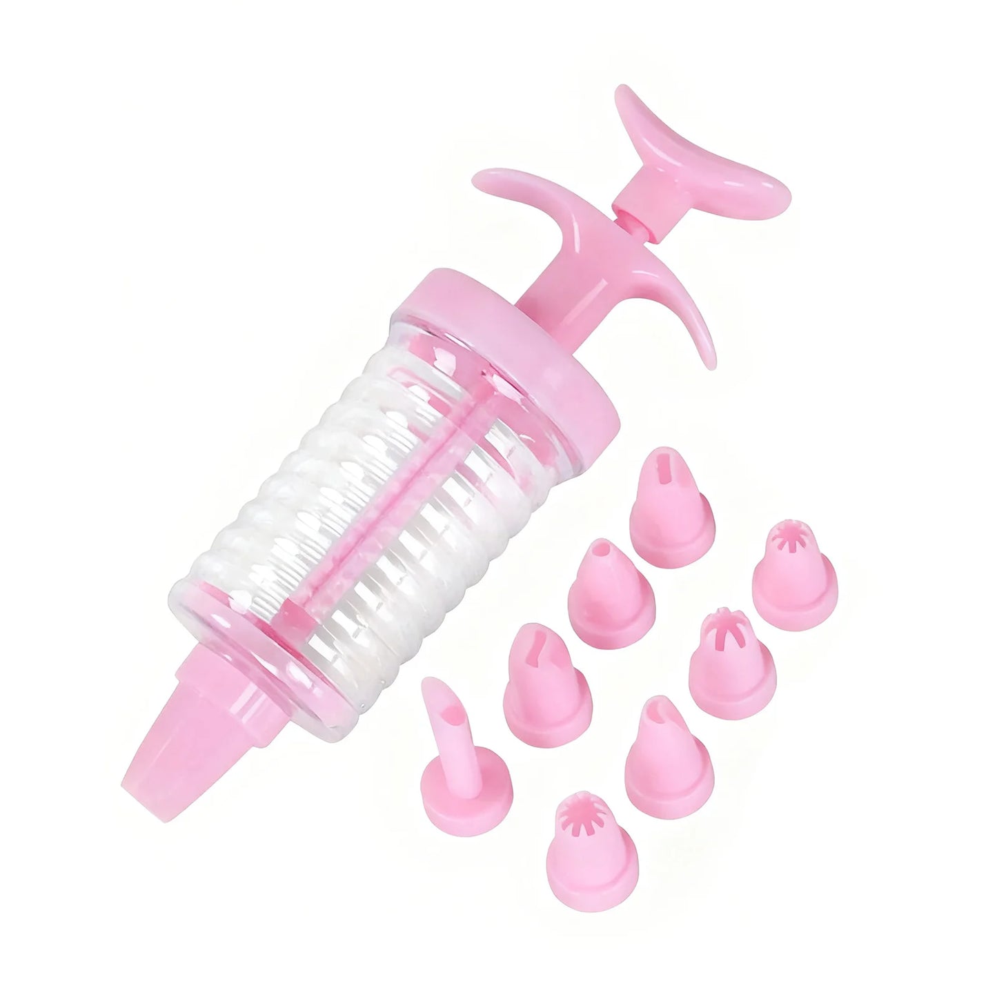8Pcs Plastic Piping Nozzles Set For Cake Cookie Cream Puff Decorating With 8 Different Designs Food Grade PP Material Peaceful Pleasures Health and Wellness Pink Opp bag