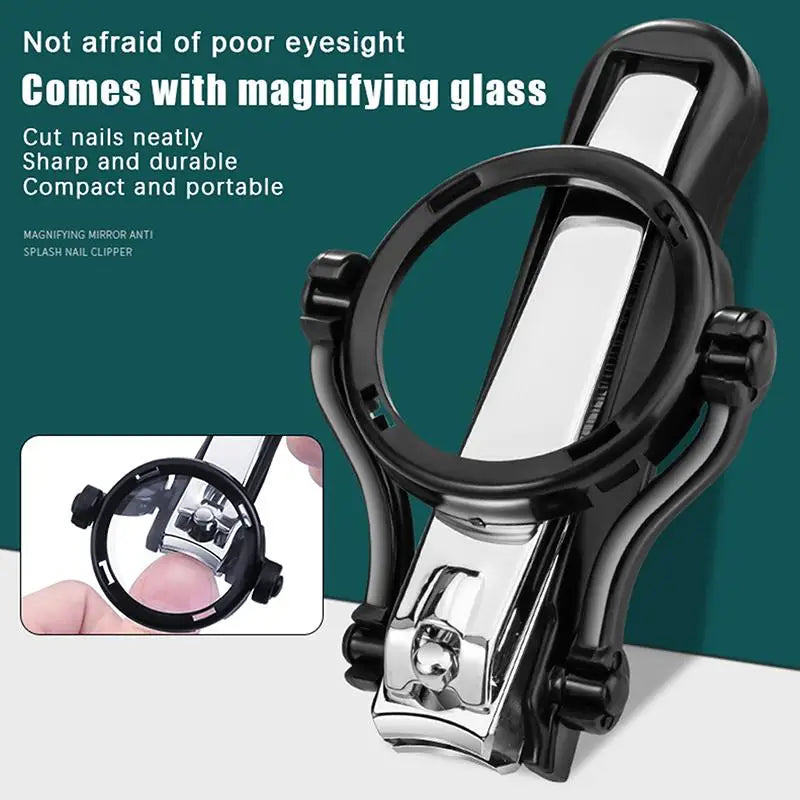 Nail Clipper With Magnifying Glass The Elderly Practical Stainless Steel Nail Clipper Anti-splash Beauty Big Clipper Tool Gifts Peaceful Pleasures Health and Wellness