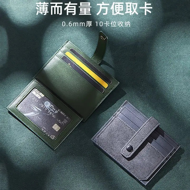 Ultra-Thin PU Leather Flip Card Holder | Mini ID Card Case Leather Card Holder Peaceful Pleasures Health and Wellness
