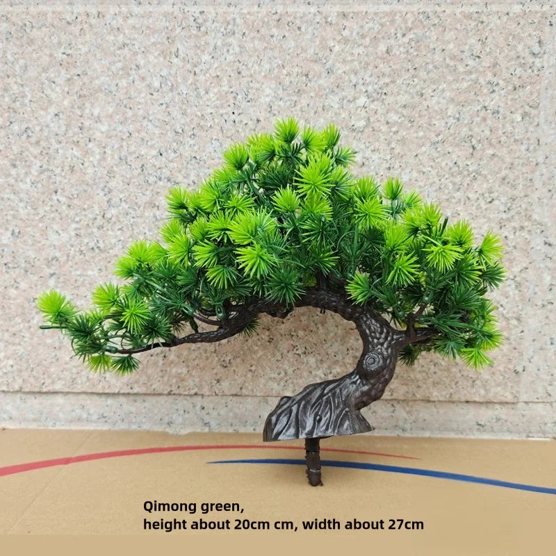 Simulation Welcoming Pine Bonsai Desktop Decor Simulation Plant Small Potted Living Room Green Plant Decoration Ornaments Peaceful Pleasures Health and Wellness A 1pcs