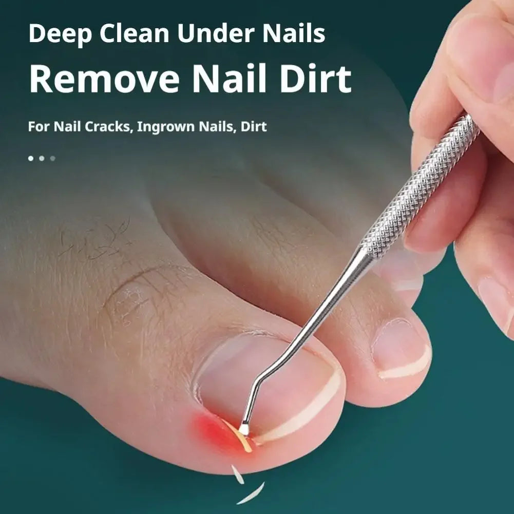 1/3pcs Stainless Steel Armor Remover Paronychia Cuticle Pedicure Double Head Nail Groove Scoop Tick Ingrown Toenail Pick Tool Peaceful Pleasures Health and Wellness