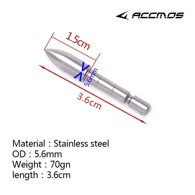 Archery ID3 2 4 5 6 8 0 Stainless Steel Insert Arrowhead Point Tips