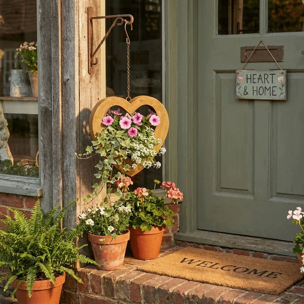 Heart Shape Iron Hanging Planter | Farmhouse Window Decor