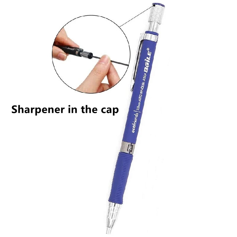 Mechanical Pencil Set 2.0 mm with 2B Black/Colors Lead Refill For Writing Sketching Art Drawing Painting School Automatic Pencil Peaceful Pleasures Health and Wellness