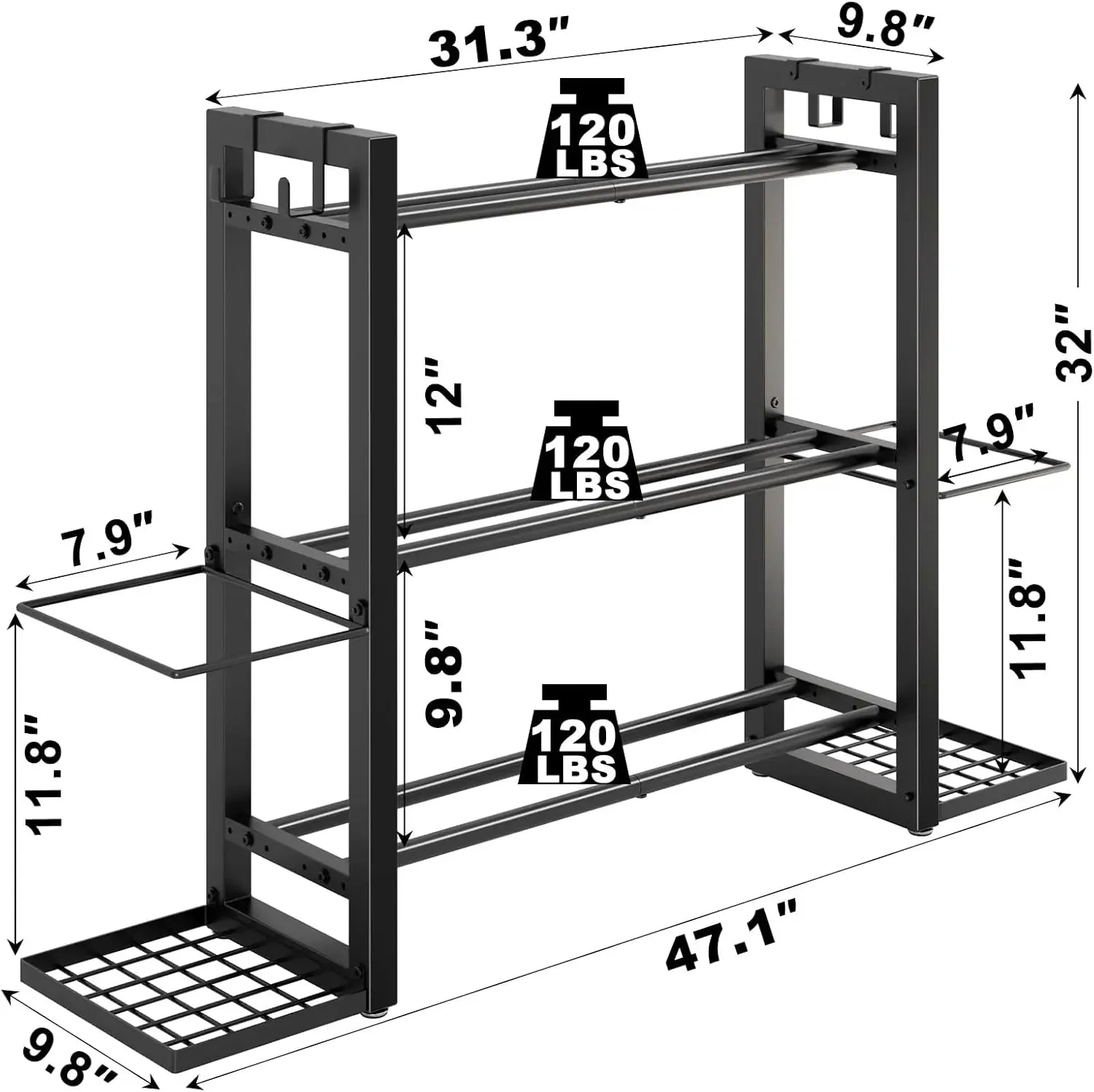 3-Tier Adjustable Dumbbell Rack, Heavy Duty Metal Storage for Home Gym Equipment and Accessories Peaceful Pleasures Health and Wellness