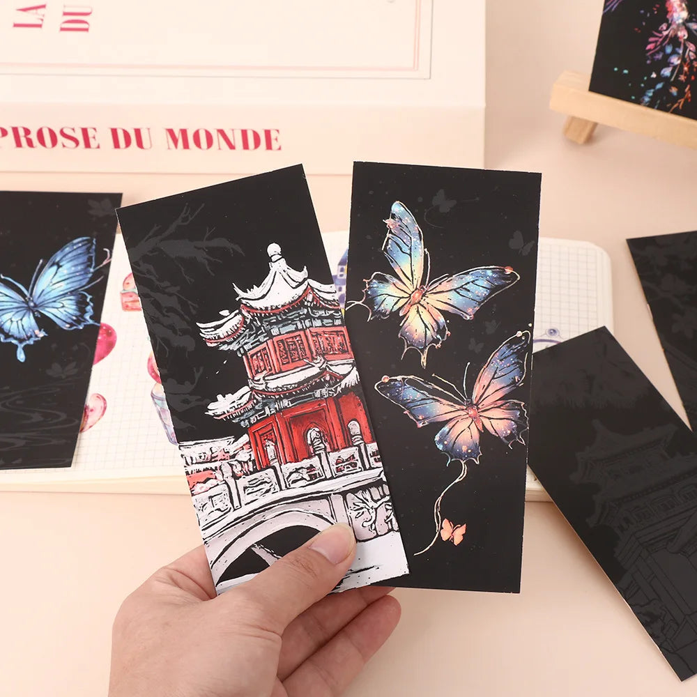 12 Colorful Bookmark Scratch Paper Handmade DIY Drawing Portable