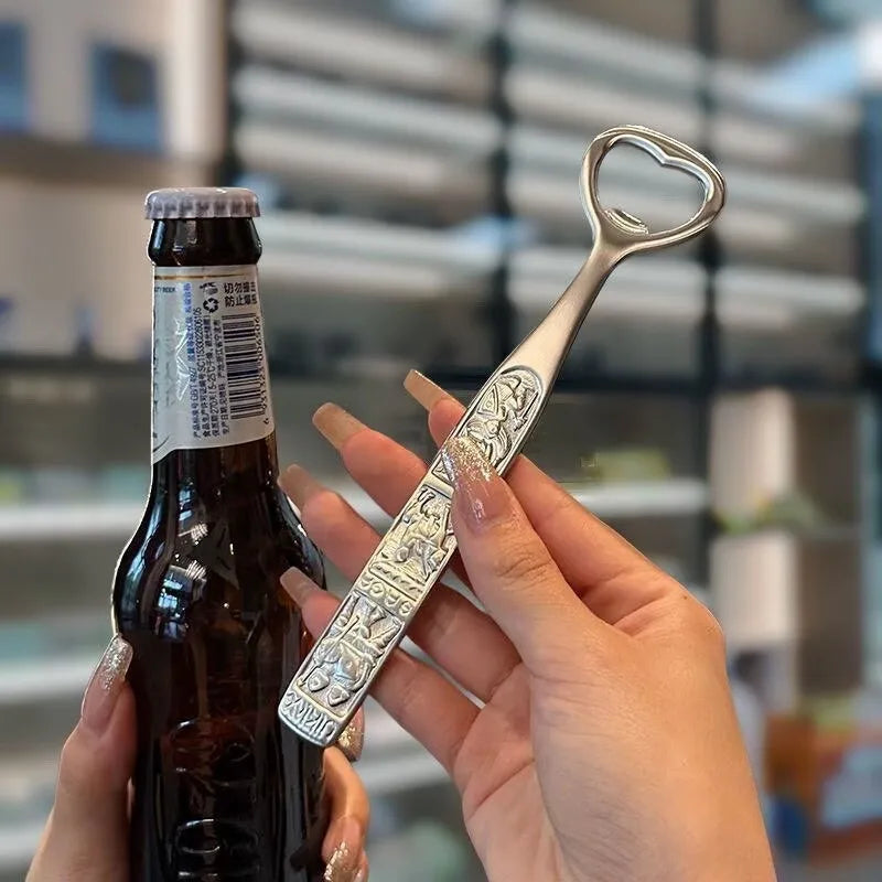 1/2pcs Exquisite luxury stainless steel personalized creative retro heart-shaped beer bottle opener bottle cap opener Peaceful Pleasures Health and Wellness