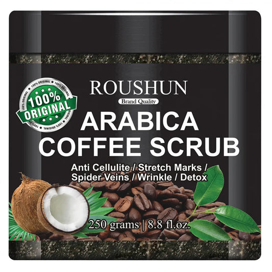 ROUSHUN ARABICA COFFEE SCRUB Large Capacity Family Pack Body Scrub Gentle Deep Cleansing Skin Peaceful Pleasures Health and Wellness