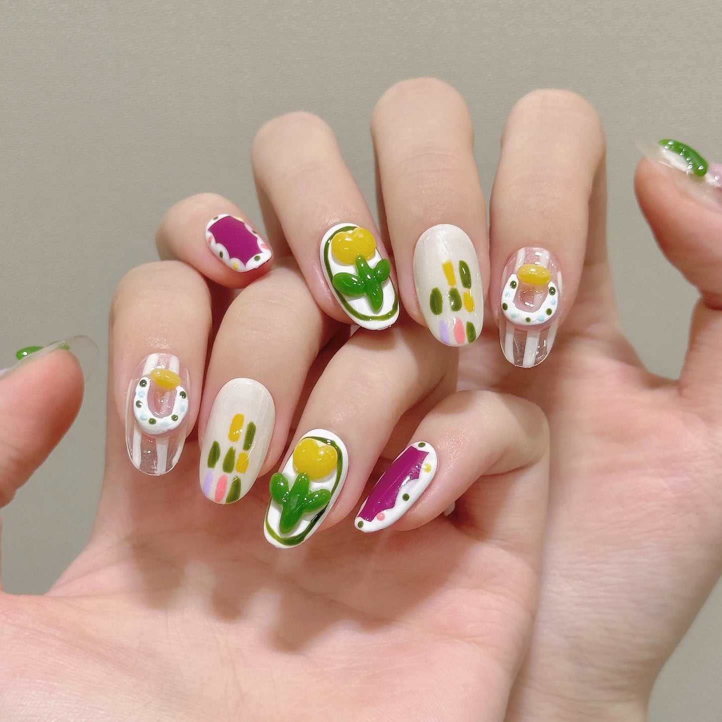 10pcs Handmade Press on Nails 3D Strawberry Decor Fake Nails for Girl Wearable Detachable Short Pink Cat Eye False Nail Tips Peaceful Pleasures Health and Wellness