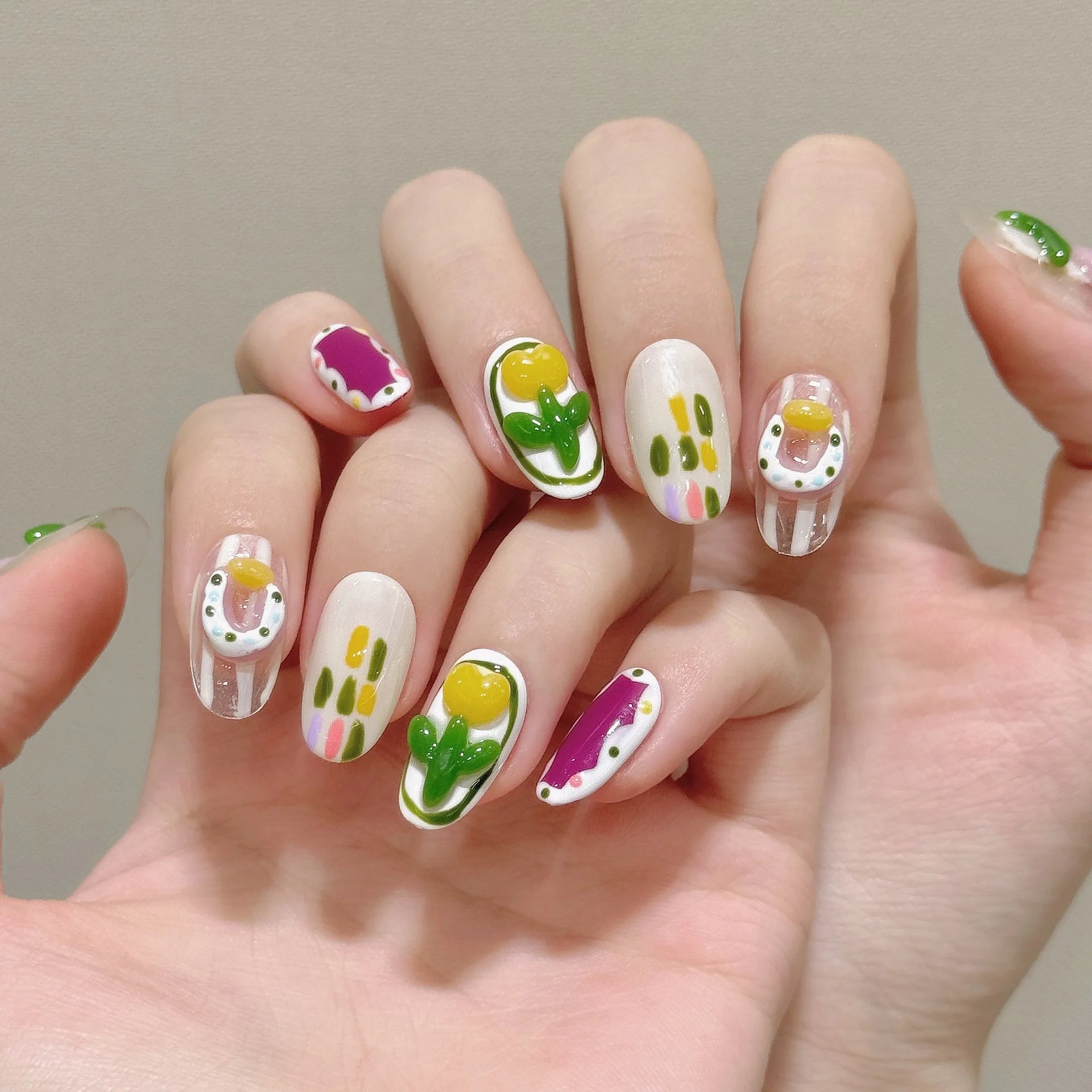 10pcs Handmade Press on Nails 3D Strawberry Decor Fake Nails for Girl Wearable Detachable Short Pink Cat Eye False Nail Tips Peaceful Pleasures Health and Wellness