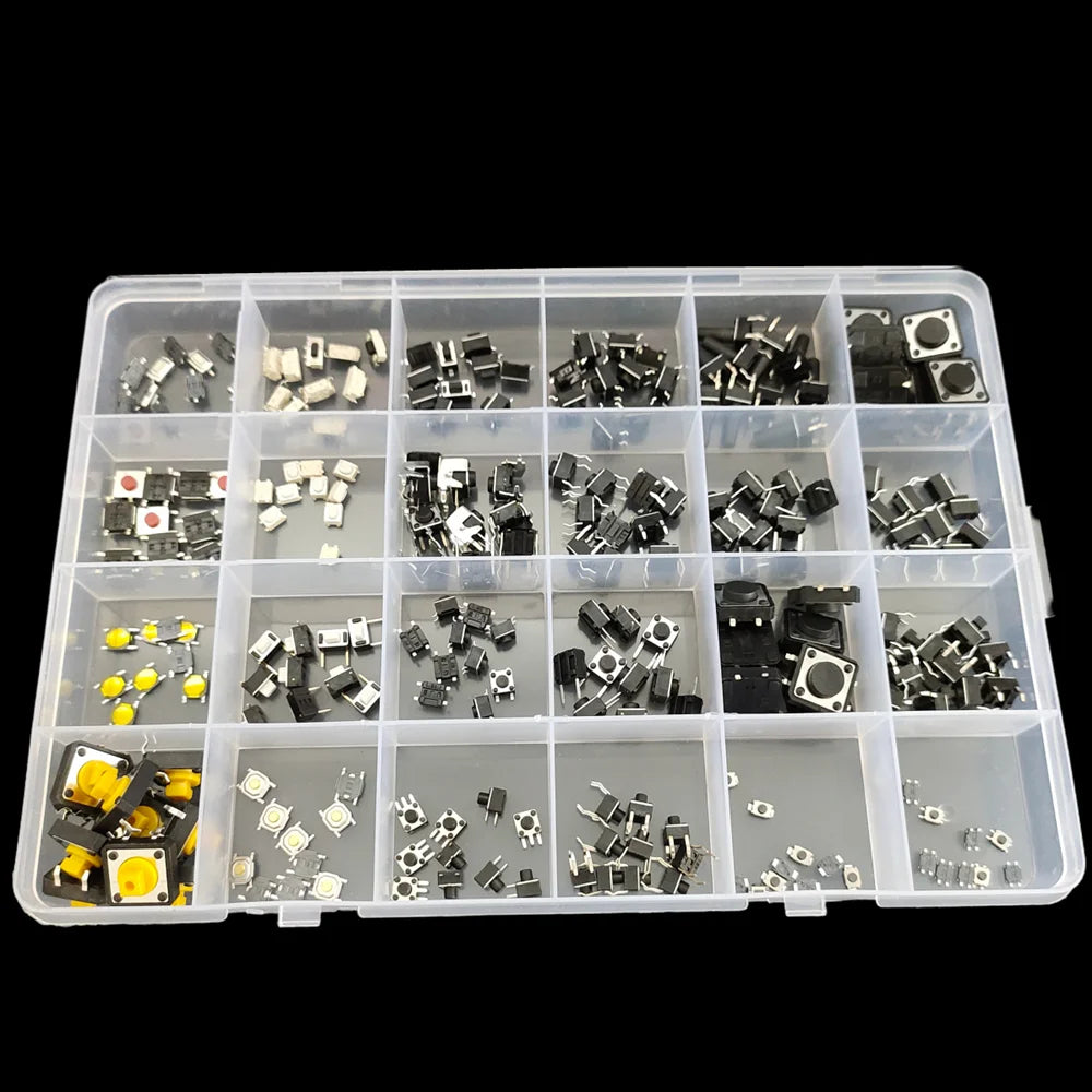 240pcs/box Micro Momentary Tact Switch Tactile Push Button Switch 24 Values 4 pin/3 pin/2 pin 2*4 3*6 4*4 6*6 Assortment Kit Peaceful Pleasures Health and Wellness Default Title