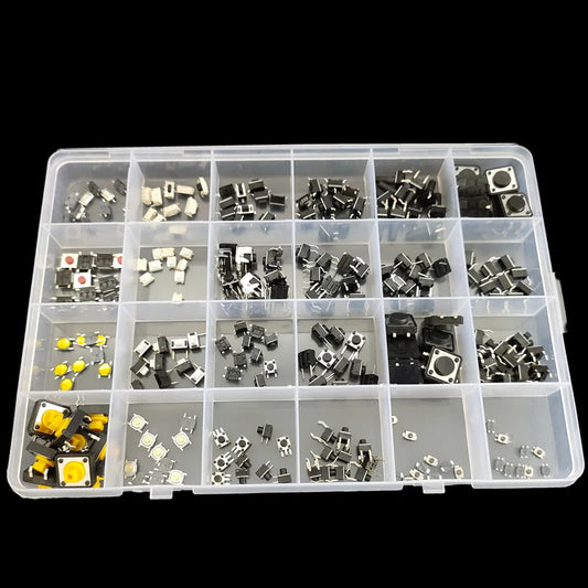 240pcs/box Micro Momentary Tact Switch Tactile Push Button Switch 24 Values 4 pin/3 pin/2 pin 2*4 3*6 4*4 6*6 Assortment Kit Peaceful Pleasures Health and Wellness Default Title