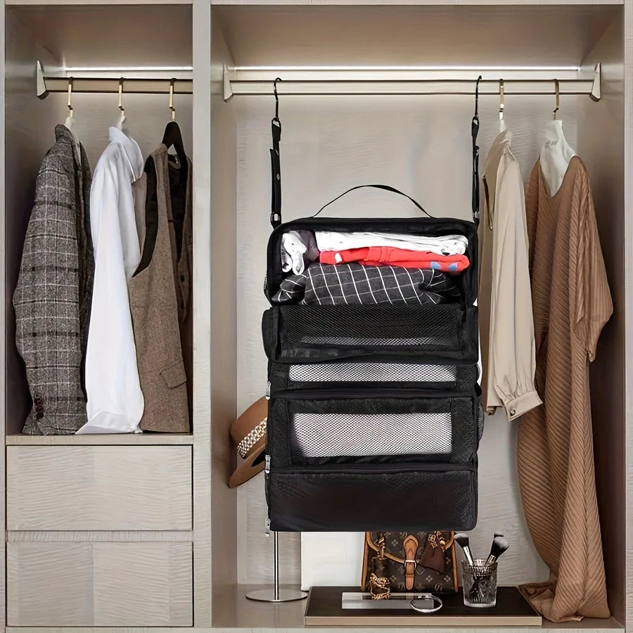 Hanging Suitcase Organizer | Collapsible Travel Packing Cubes