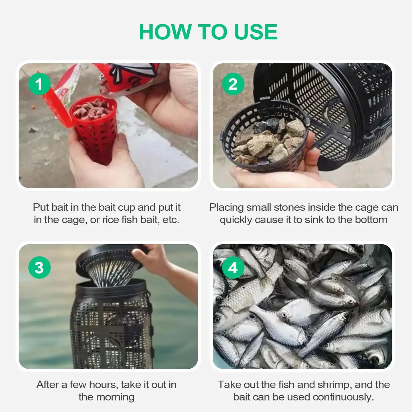 Portable Fish Trap Cage for Eel, Crab, Shrimp & Crayfish