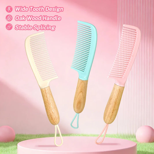 Wide-Tooth Detangling Comb with Oak Handle | All Hair Types Hair Detangling Comb Oasis Select