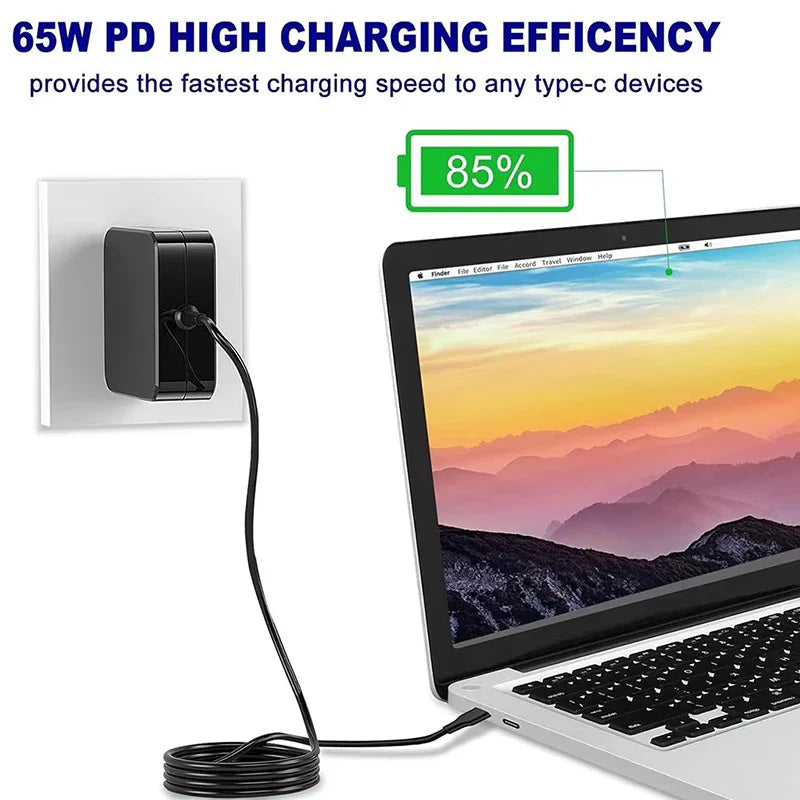 65W USB-C Laptop Charger 20V 3.25A – Lenovo HP Dell ASUS
