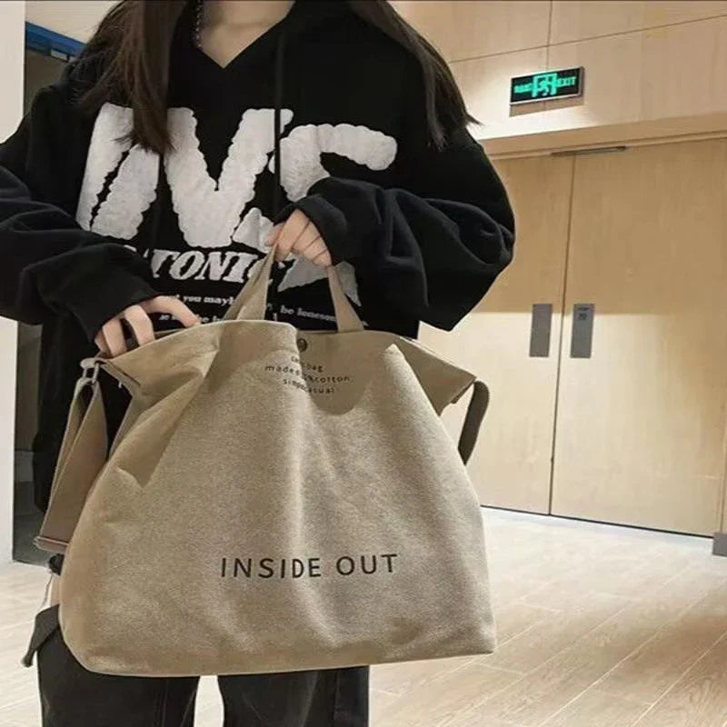 Beige Canvas Tote Bag – Large Capacity Shoulder Bag | JETTING