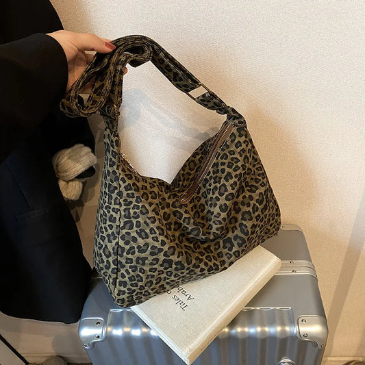 Leopard Print Large-Capacity Crossbody Shoulder Bag for Women Crossbody Shoulder Bag Peaceful Pleasures Health and Wellness
