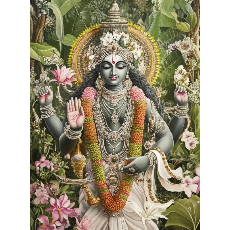 Hindu God Forest Temple Canvas Wall Art | Spiritual Indian Decor