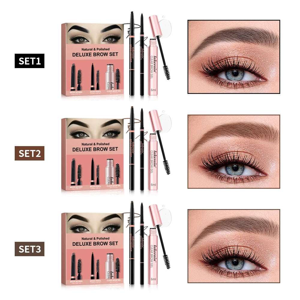 Lakerain 3-Piece Eyebrow Set – Pencil, Definer & Brow Gel Eyebrow Makeup Set Peaceful Pleasures Health and Wellness