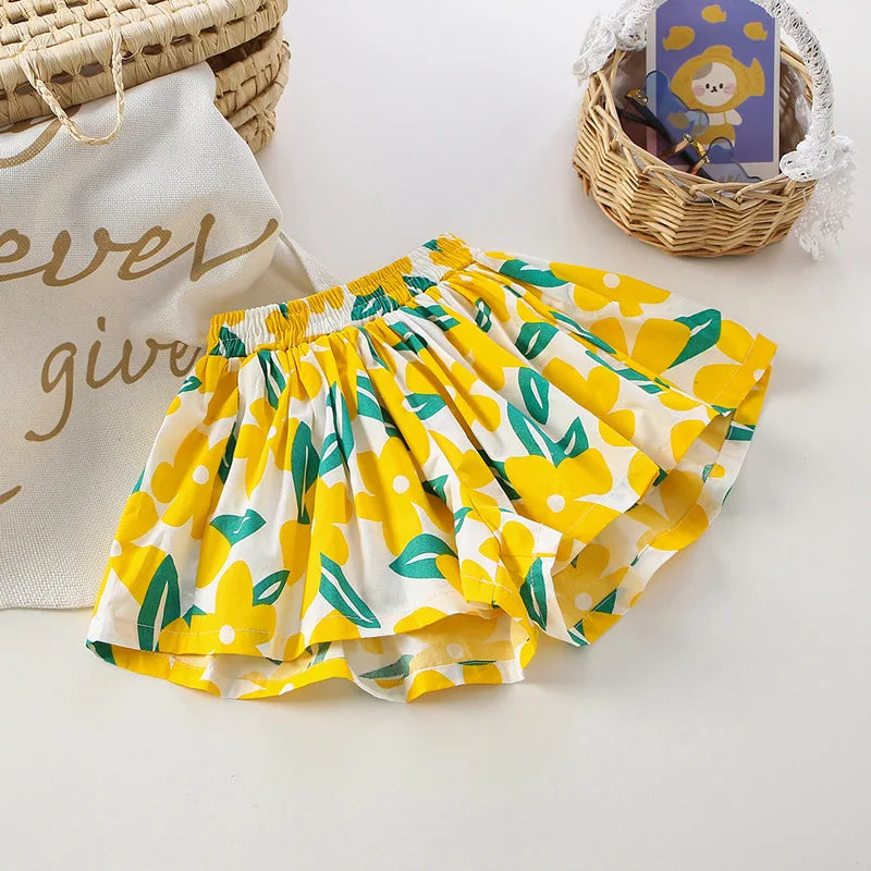 Girls Floral Skirt Shorts | Tutu Culottes for Kids Ages 2–7