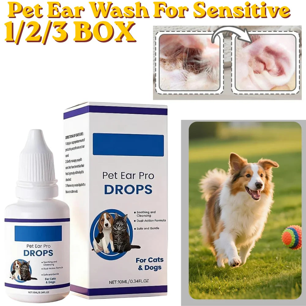 Pet Ear Cleaning Drops for Dogs & Cats | Earwax Solution