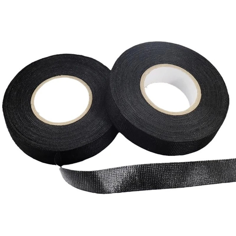 New Electrical Tape Heat Resistant Harness Tape Adhesive Cloth Tape Waterproof Tape Insulating Automotive Fabric Cloth Tape Peaceful Pleasures Health and Wellness black 15mm