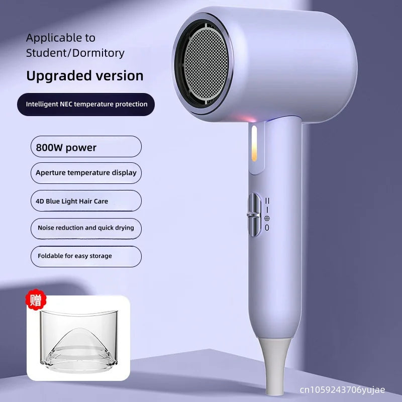 New Portable Folding Hair Dryer 2300W High-Power Constant Temperature Negative Ion Home Hair Salon Dormitory Hair Dryer 220V Peaceful Pleasures Health and Wellness 800W-Lavender US