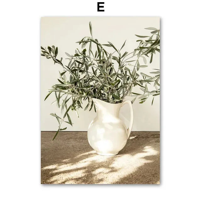 Nordic Olive Tree Canvas Wall Art | Lemon Botanical Print