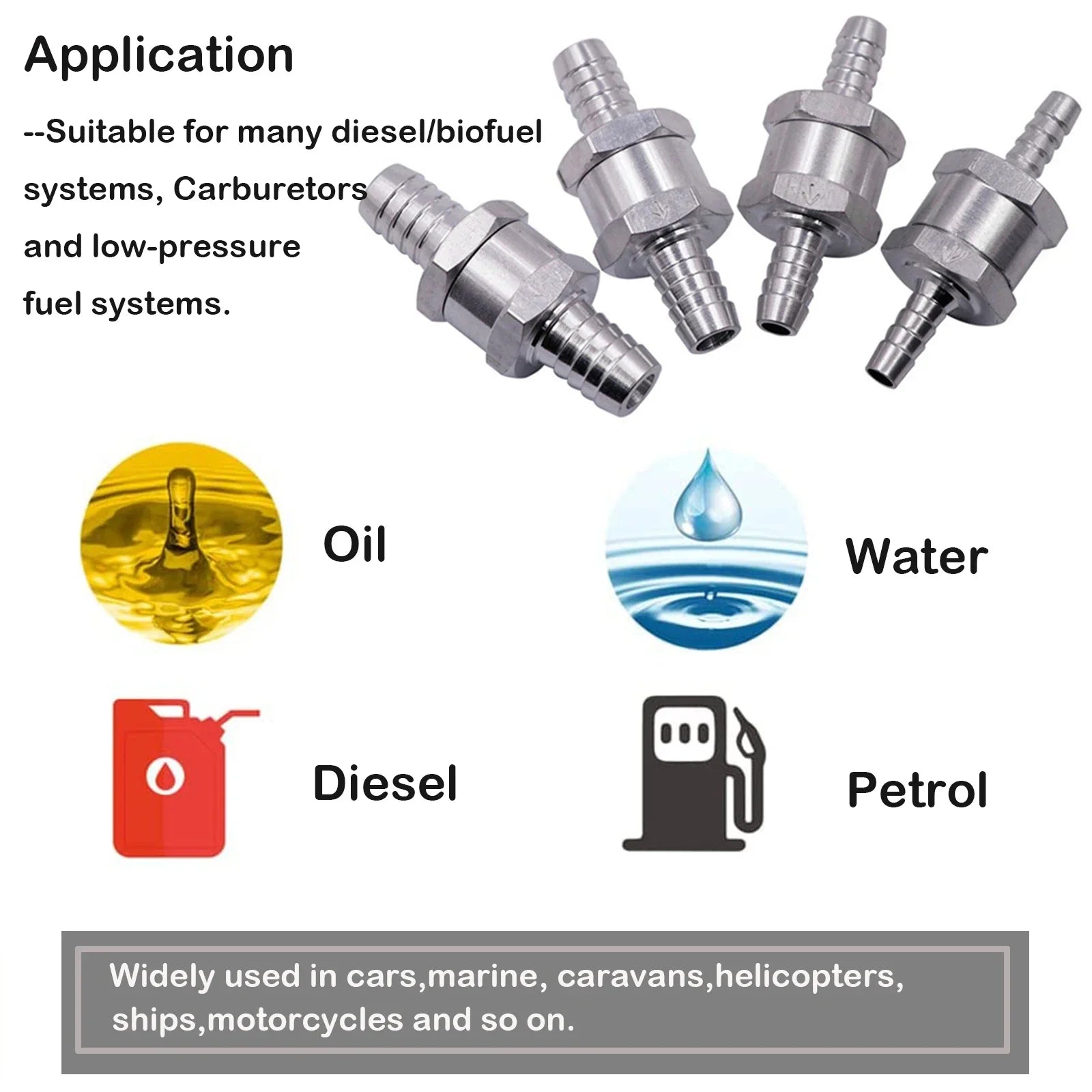 Repair Parts Fuel Non Return Check Valve 6/8/10/12mm Aluminium Alloy Petrol Diesel Water Fuel Line One Way for Peugeot Renault Peaceful Pleasures Health and Wellness