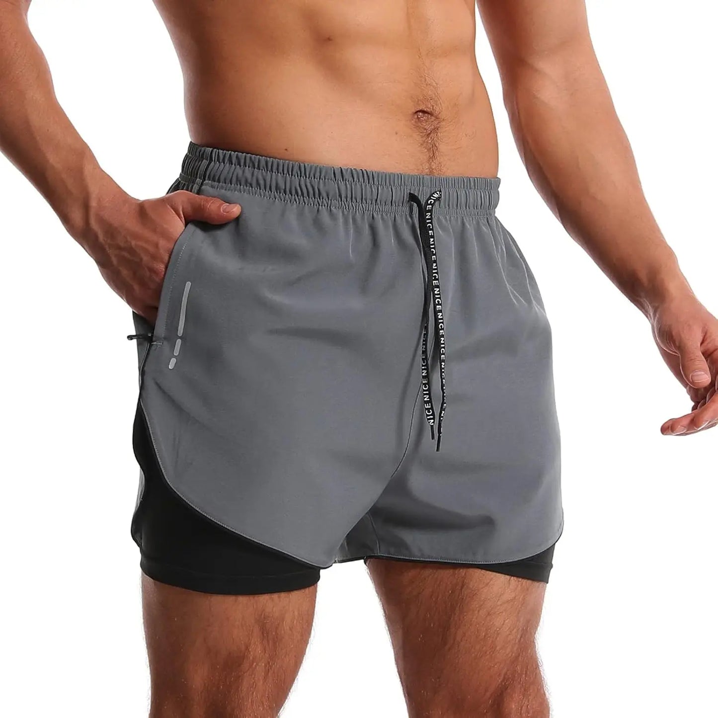 Men's Ice Silk Quick-Dry Sports Shorts | Zipper Pockets