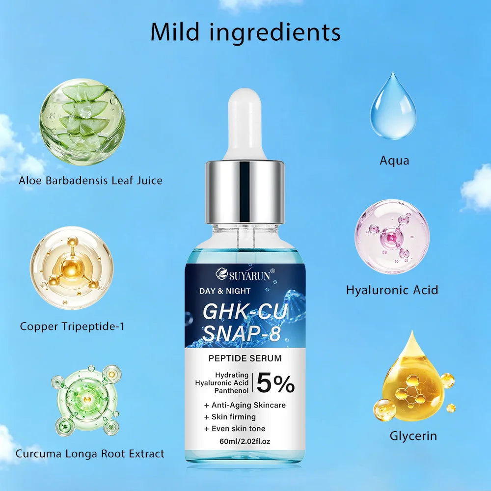 SUYARUN Anti-Aging Peptide Serum | GHK-Cu & SNAP-8 Formula for Day & Night Firming Treatment. Peaceful Pleasures Health and Wellness